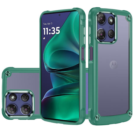 Premium Ultimate Casex Transparent Hybrid Case With Metal Buttons And Camera Edges For Moto G Stylus 5G 2025 - Midnight Green