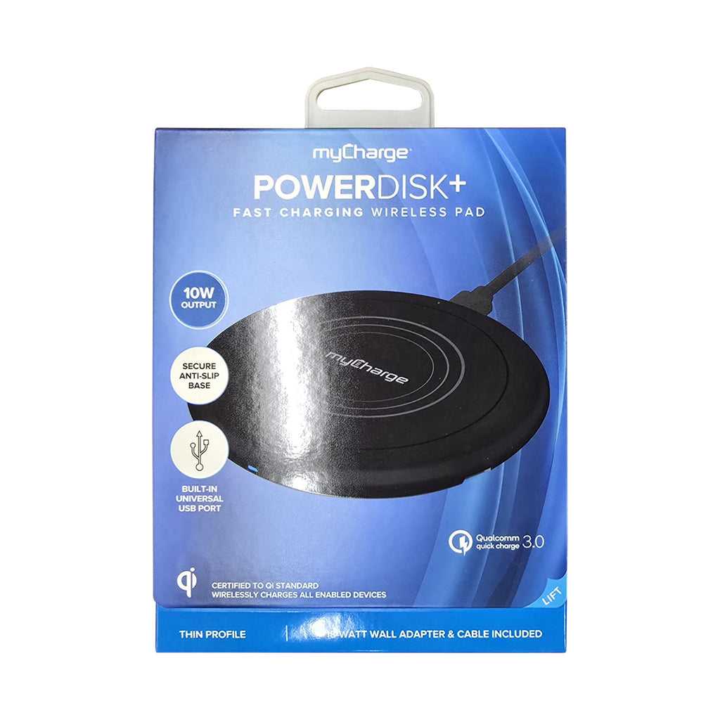 myCharge 10W Powerdisk+ Fast Charging Wireless Pad - Black