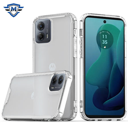 Metkase Colored Shockproof Transparent Hard Pc Tpu Hybrid Case Cover In Premium Slide-Out Package For Motorola Moto G 5G 2024 - Clear/Clear