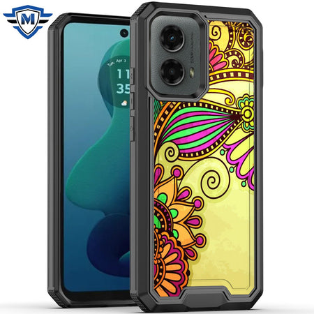 Metkase Premium Rank Design Fused Hybrid Case In Slide-Out Package For Motorola Moto G 5G 2024 - Antique Flower