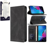 Metkase Wallet PU Vegan Leather  with Magnetic Closure For Motorola Moto G Play 5G (2023) - Black