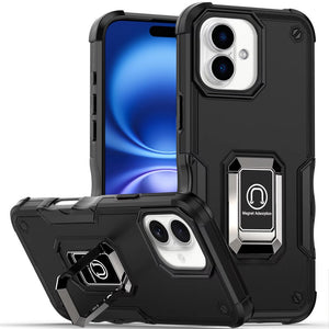 Premium Optimum Magnetic Ring Stand Hybrid Case Cover For iPhone 17 - Black