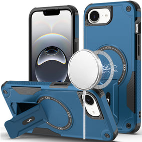 HR Premium Sturdy Bracket Kickstand Magnetic Hybrid Case For Iphone 17E / 16E / Se4 - Blue