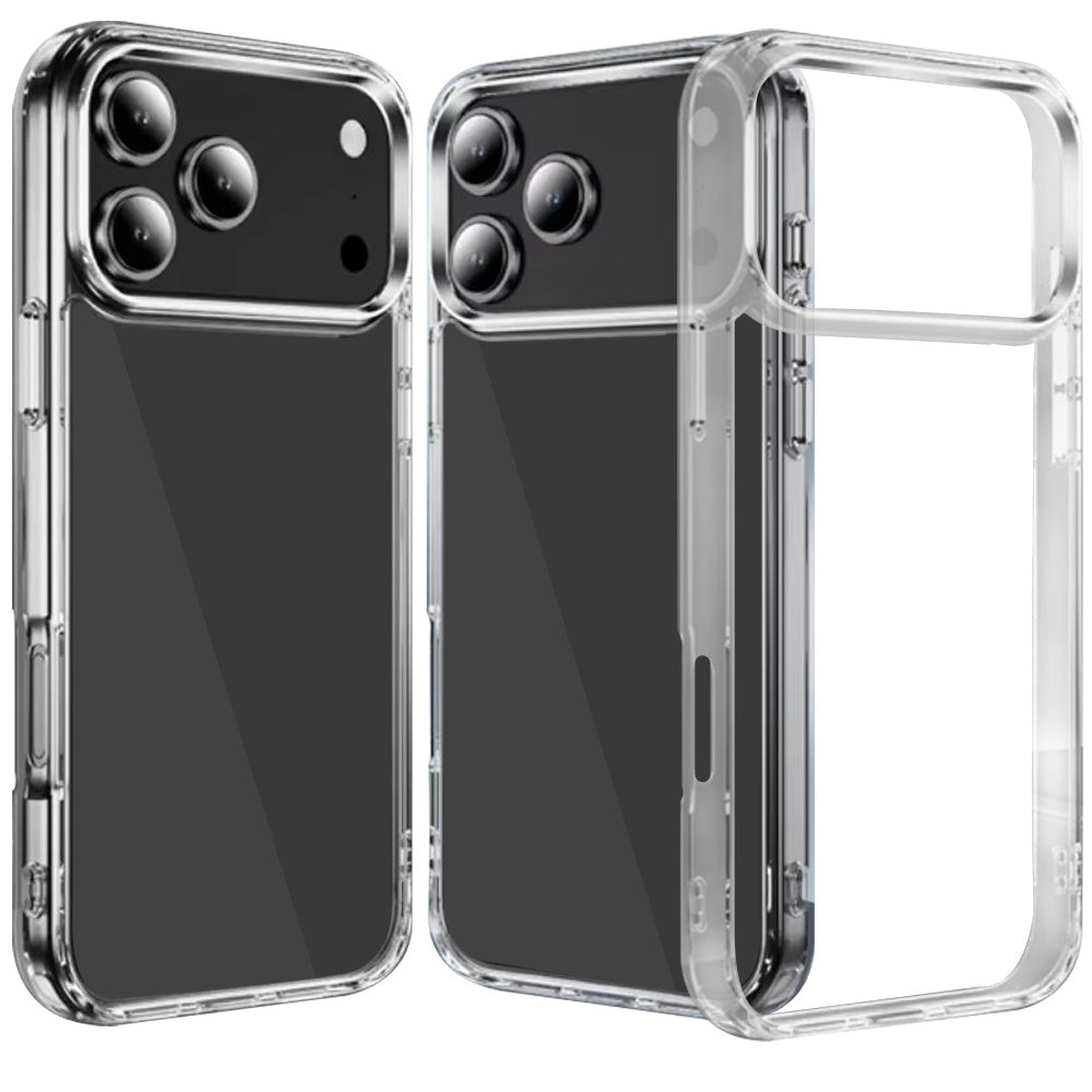 HR Premium Pure Crystal Transparent Thick 2.0Mm Shockproof Chromed Buttons Case Cover For Iphone 18 Pro - Clear