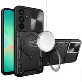 HR Premium Magnetic Ring Stand Classic Design Full Camera Protection Hybrid Case For Samsung Galaxy A27 - Black