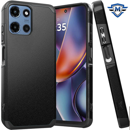 Metkase (Original Series) Tough Strong Shockproof Hybrid Case In Slide-Out Package For Motorola Moto G 5G 2025 - Black