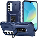 Premium Complete Magnetic Metal Ring Stand Camera Protection Hybrid Case For Samsung A16 5G - Blue
