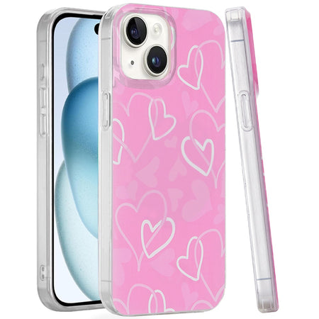 Premium Double Layer Design IMD TPU Case For iPhone 15 - Hearts