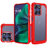 Premium Ultimate Casex Transparent Hybrid Case With Metal Buttons And Camera Edges For Moto G Stylus 5G 2025 - Red