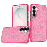 HR Premium Crystal Glass Diamond With Metallic Buttons And Edges Hybrid Case For Samsung Galaxy S26 Fe - Hot Pink