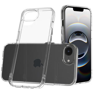 Premium Pure Crystal Transparent Thick 2.0Mm Shockproof Chromed Buttons Case Cover For iPhone 16E / Se4 / 17E- Clear