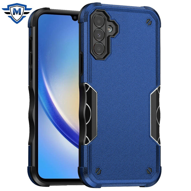 Metkase Exquisite Tough Shockproof Hybrid Case Cover In Premium Slide-Out Package For Samsung A35 5G - Blue