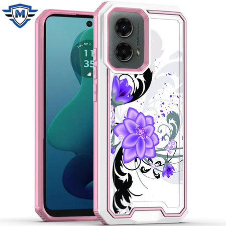 Metkase Premium Rank Design Fused Hybrid Case In Slide-Out Package For Motorola Moto G 5G 2024 - Purple Lily