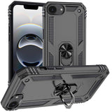 Premium Ring Magnetic Kickstand Hybrid Case Cover For iPhone 16E / SE4 Ring - Grey