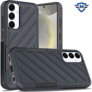 Metkase Noble Lined Shockproof Dual Layer Hybrid Case In Slide-Out Package For Samsung S25/S24 - Blue/Black