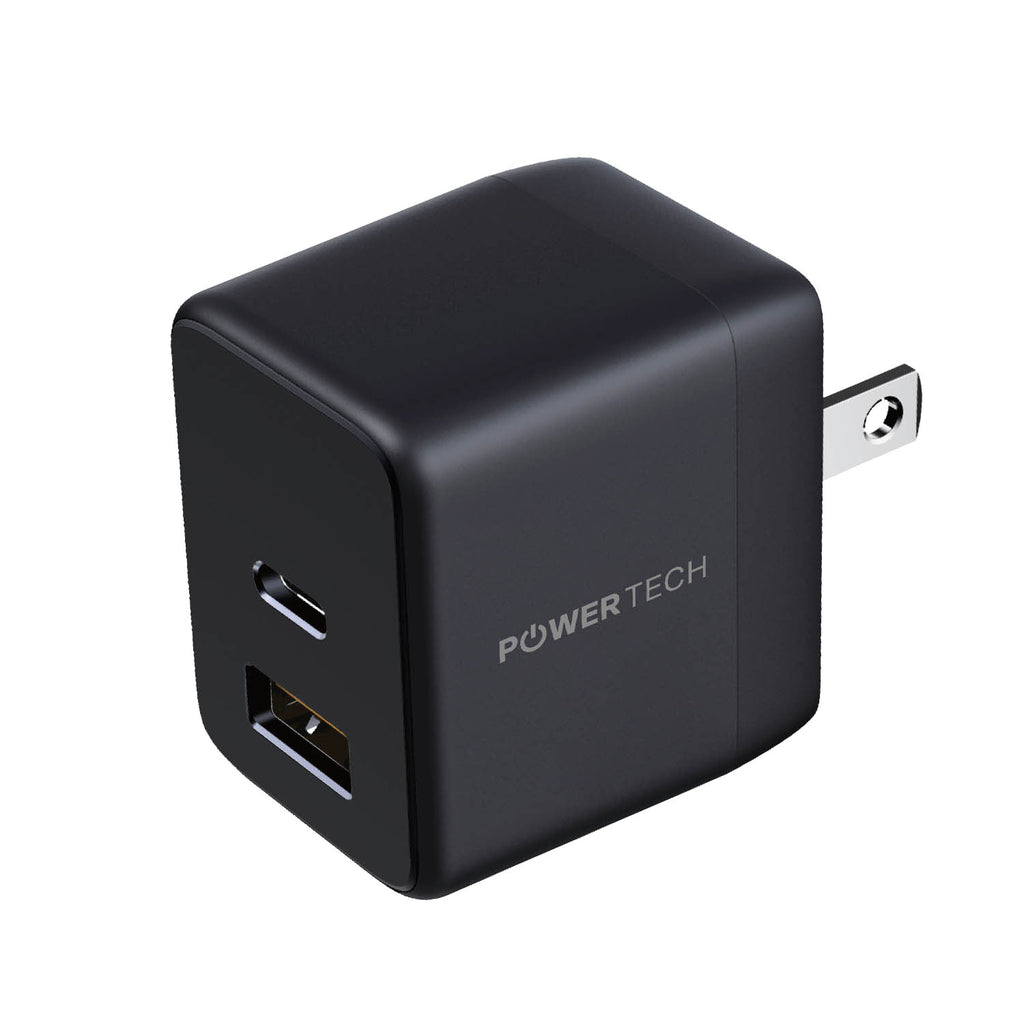 Powertech 20W PD Dual-Port USB-A & USB-C Wall Charger - Black