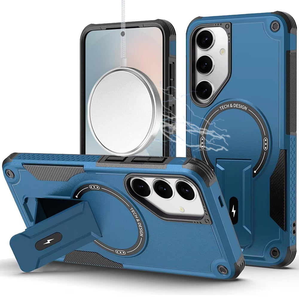 Premium Sturdy Bracket Kickstand Magnetic Hybrid Case For Samsung S25 FE - Blue
