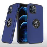 HR Premium Chief Oil Painted Magnetic Ring Stand Hybrid cover For iPhone 13 / 14 - Dark Blue