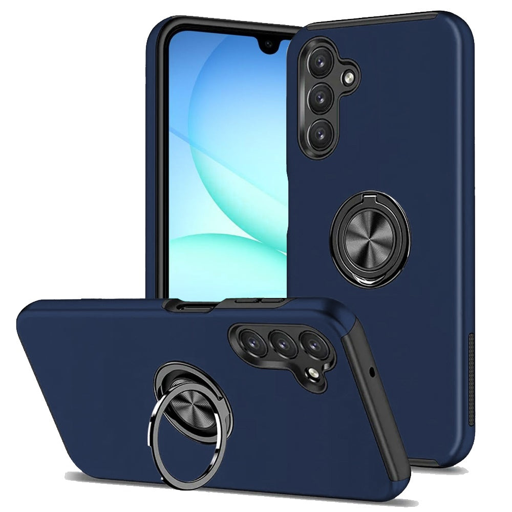 Premium Chief Oil Painted Magnetic Ring Stand Hybrid Case For Samsung A17 5G - Dark Blue