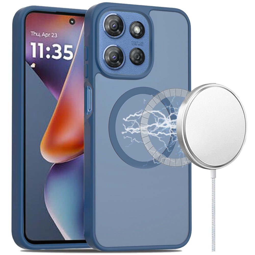 HR Premium [Magnetic Circle] Smooth Safe Matte Feel Hybrid Case For Moto G 5G 2025/2026 / G Play 2026 - Navy Blue