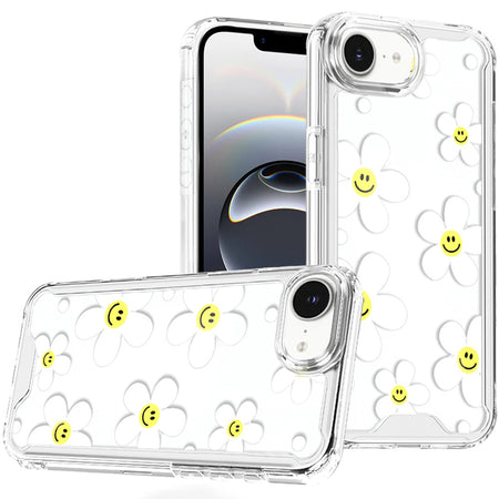 Premium Beautiful TPU Designs Case For iPhone 16E / SE4 (2025) - White Daisies W/ Smiley Faces