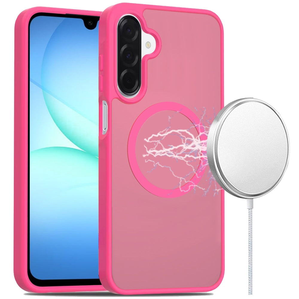 Premium [Magnetic Circle] Smooth SaFE Matte Feel Hybrid Case For Samsung A17 5G - Hot Pink