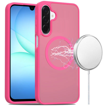 Premium [Magnetic Circle] Smooth SaFE Matte Feel Hybrid Case For Samsung A17 5G - Hot Pink