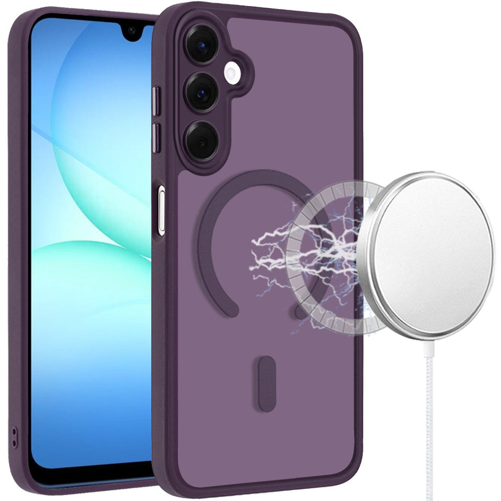 HR Premium Matte Frosted Magnetic Hybrid Case With Covered Camera Protection For Samsung A17 5G - Dark Purple