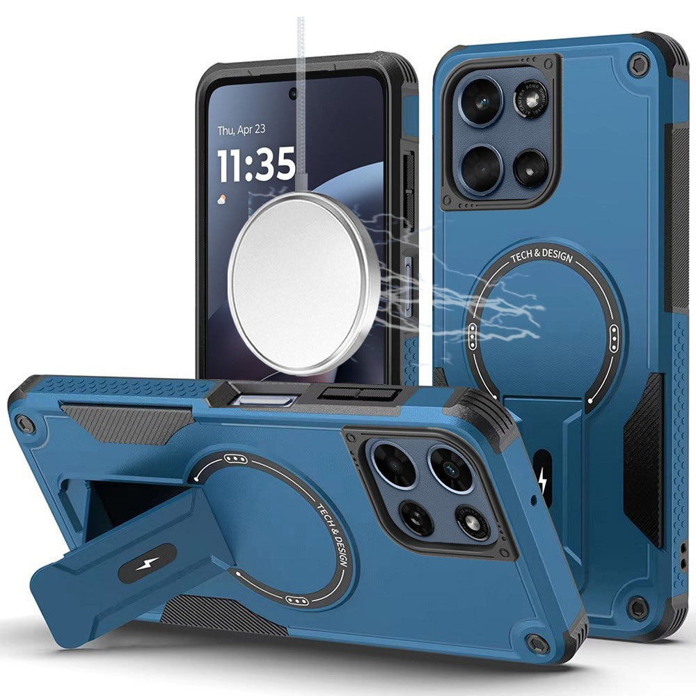 HR Premium Sturdy Bracket Kickstand Magnetic Hybrid Case For Moto G 5G 2025/2026 / G Play 2026 - Blue