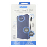 myCharge 10K Mah Power+Plug Power Bank W/ Built-In Usb-C Cable & Wall Plug - Blue