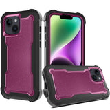 HR Premium Sturdy Think 3-in-1 Tough Hybrid Case For iPhone 13 / 14 - Burgundy