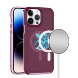 HR Premium Magnetic Ring Circle Guard Fused Ultimate Hybrid Case For iPhone 13 / 14 - Burgundy
