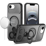 Premium Car Mount With 2-Ring Stand Hybrid Case For iPhone 16E (E Edition) / SE4 (2025) - Gray