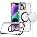 Premium Matching Color Frame Strong Magnetic Ring Circle Transparent Hq Thick Hybrid Case For iPhone 13/14 - Black