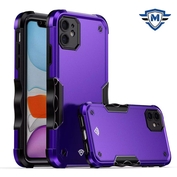 Metkase Exquisite Tough Shockproof Hybrid Case In Slide-Out Package For iPhone 15 Pro - Dark Purple/Black