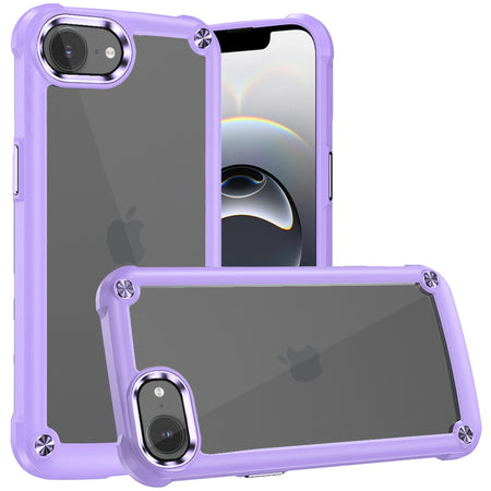 Premium Ultimate Casex Transparent Hybrid Case With Metal Buttons And Camera Edges For iPhone 16E / SE4 (2025) - Light Purple