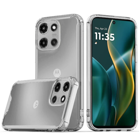 Premium Colored Shockproof Transparent Hard PC TPU Hybrid Case Cover For Moto G Stylus 5G 2025 - Clear/Clear
