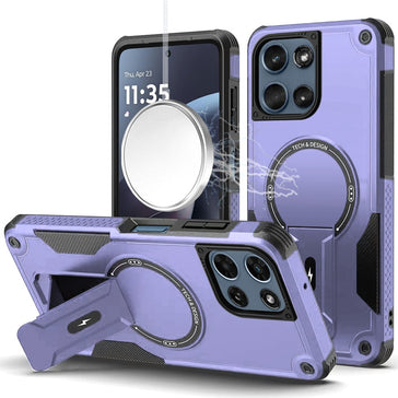 HR Premium Sturdy Bracket Kickstand Magnetic Hybrid Case For Moto G 5G 2025/2026 / G Play 2026 - Purple