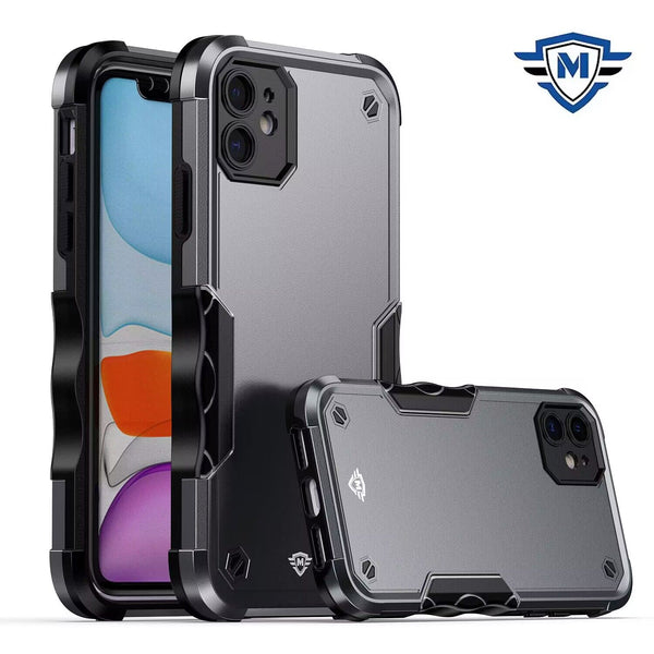 Metkase Exquisite Tough Shockproof Hybrid Case In Slide-Out Package For iPhone 15 Plus - Grey/Black