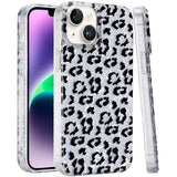 Premium Glitter Double Layer Design IMD TPU Case For iPhone 13/14 - Silver Leopard