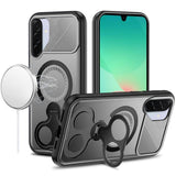 HR Premium Car Mount With 2-Ring Stand Hybrid Case For Samsung Galaxy A27 - Gray