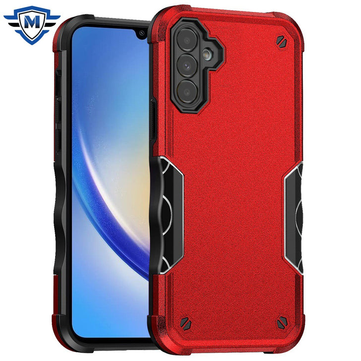 Metkase Exquisite Tough Shockproof Hybrid Case Cover In Premium Slide-Out Package For Samsung A35 5G - Red