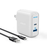 Anker Powerport 27W Dual-Port (USB-A & USB-C) Wall Charger W/ USB-A To USB-C Cable - White