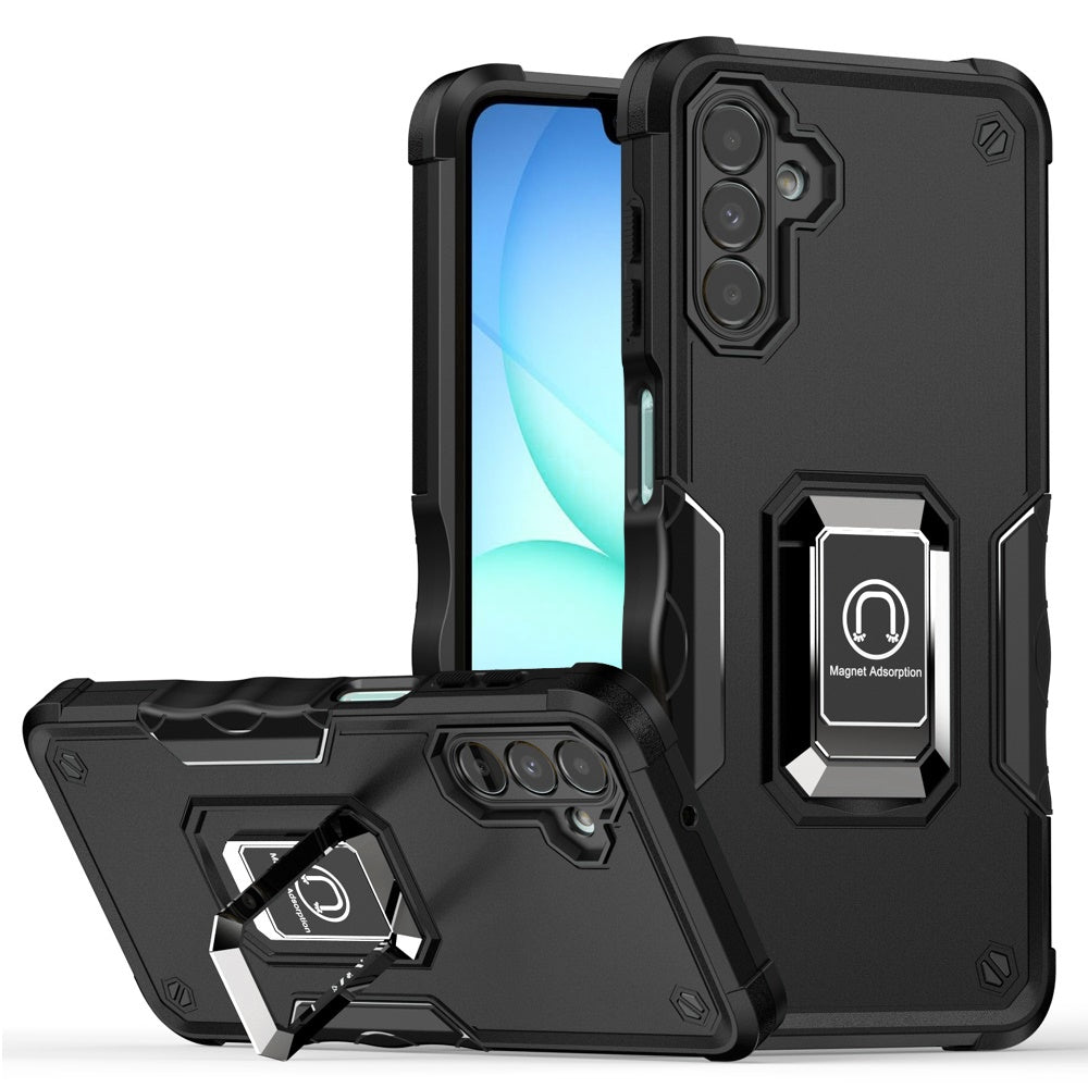 Premium Optimum Magnetic Ring Stand Hybrid Case For Samsung A17 5G - Black