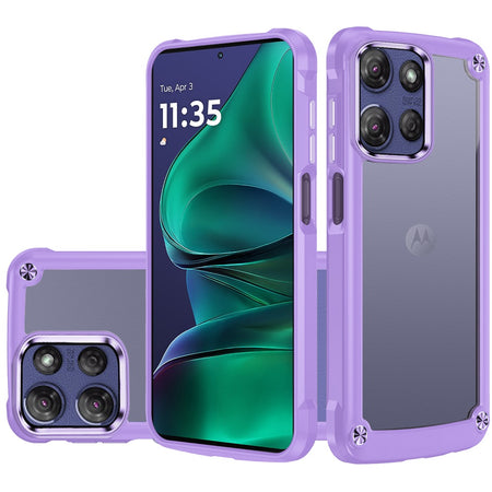 Premium Ultimate Casex Transparent Hybrid Case With Metal Buttons And Camera Edges For Moto G Stylus 5G 2025 - Light Purple
