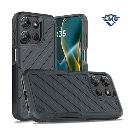 Metkase Noble Lined Shockproof Dual Layer Hybrid Case For Moto G Stylus 5G 2025 - Blue/Black