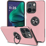 Premium Chief Oil Painted Magnetic Ring Stand Hybrid Case Cover For Moto G Stylus 5G 2025 - Pink