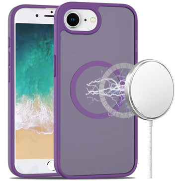 Premium [Magnetic Circle] Smooth Safe Matte Feel Hybrid Case For iPhone 16E / SE4 - Dark Purple