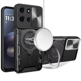 HR Premium Magnetic Ring Stand Classic Design Full Camera Protection Hybrid Case For Moto G 5G 2025/2026 / G Play 2026 - Black