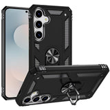 Premium Ring Magnetic Kickstand Hybrid Case Cover For Samsung S25 - Black